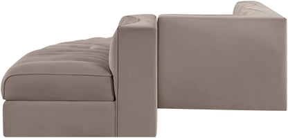 Rummi - Rounded Velvet Performance Fabric Upholstered 5 Piece Modular Sectional