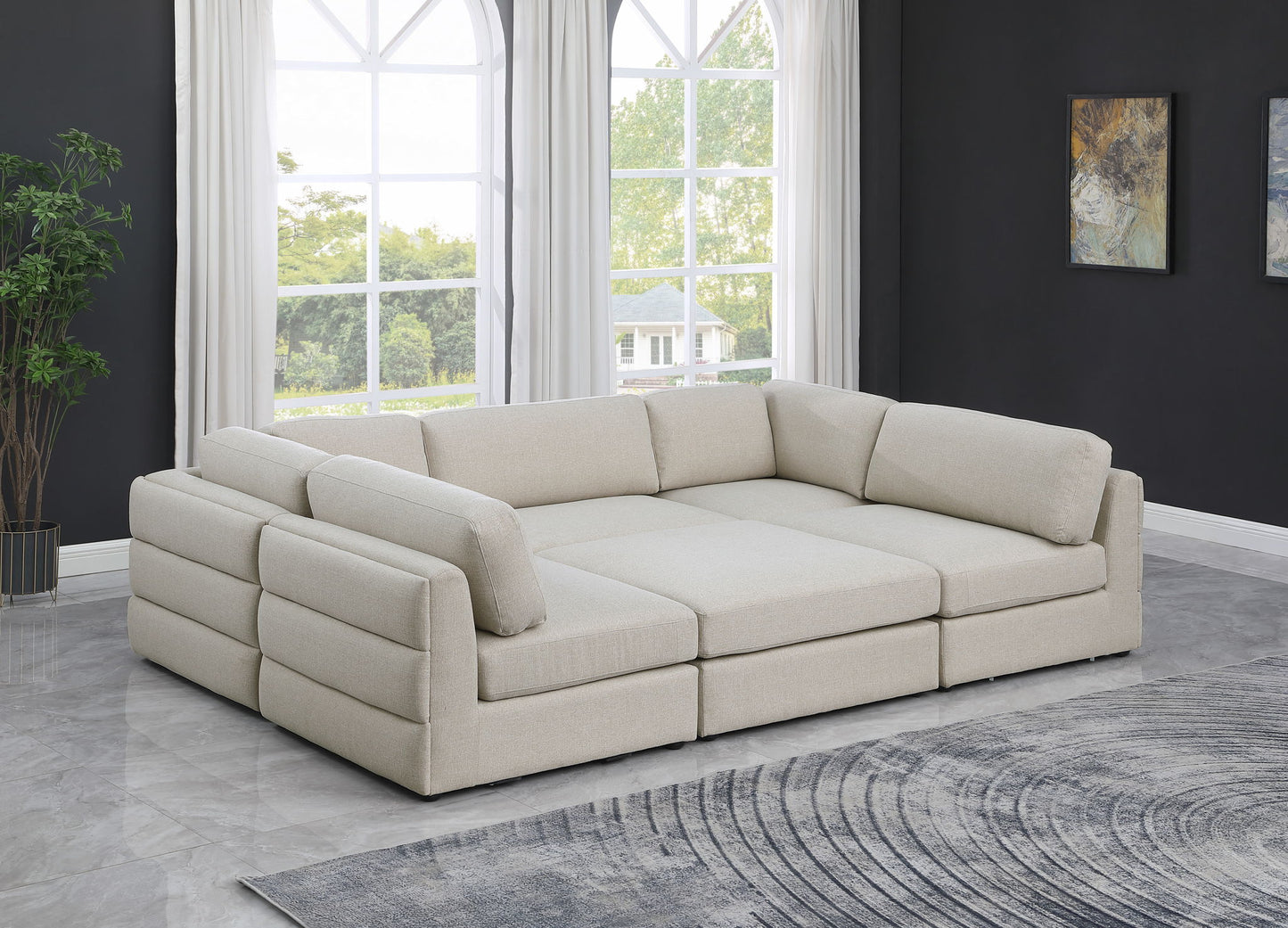 Beckham - 6 Piece Modular U-Shaped Armless Sectional