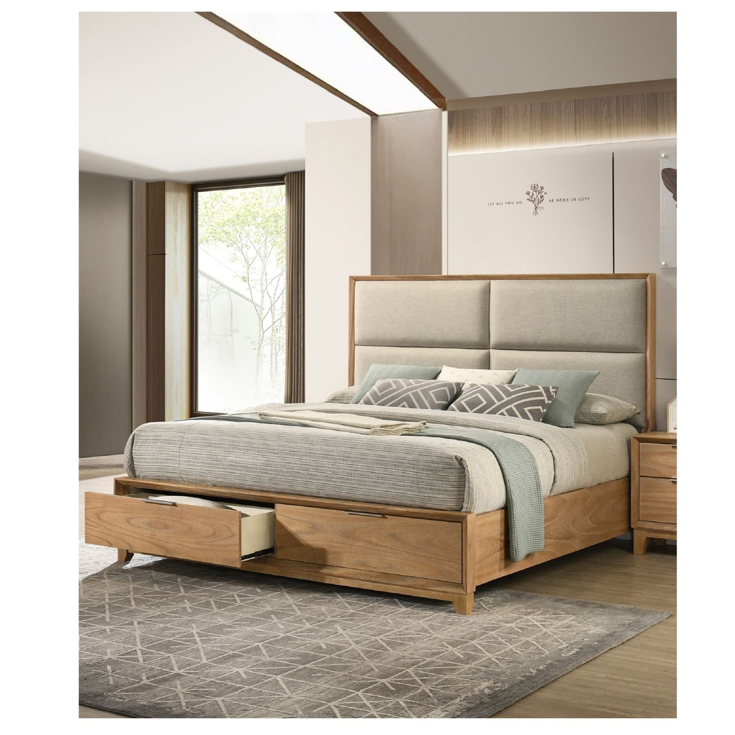 Contemporary Storage Platform Bed With Ultra Plush Headboard