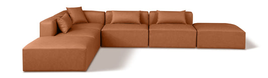 Cube - 6 Piece Modular Corner Armless Sectional - Cognac