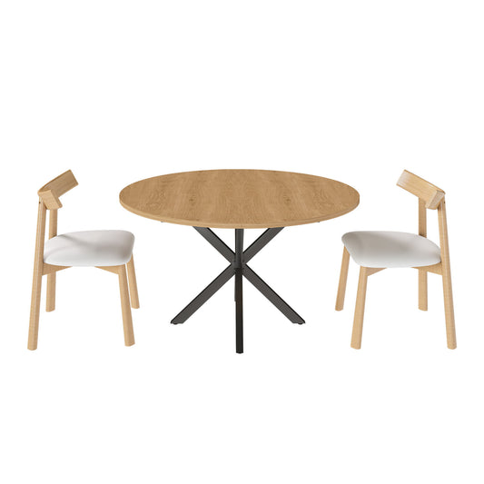 Modern Extendable Round Dining Table Set, Table With Chairs