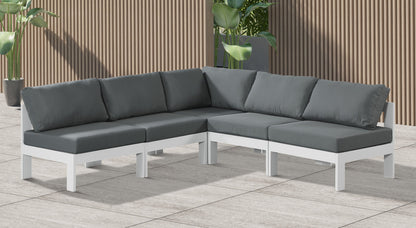 Nizuc - Outdoor Patio 5 Piece Modular Sectional With White Frame