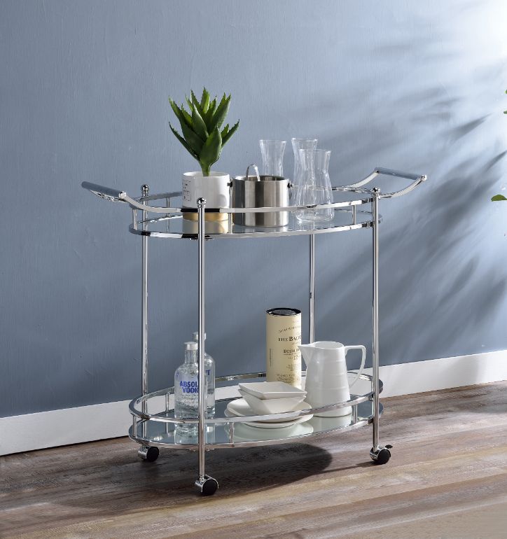 Jinx - Serving Cart - Clear Glass & Chrome
