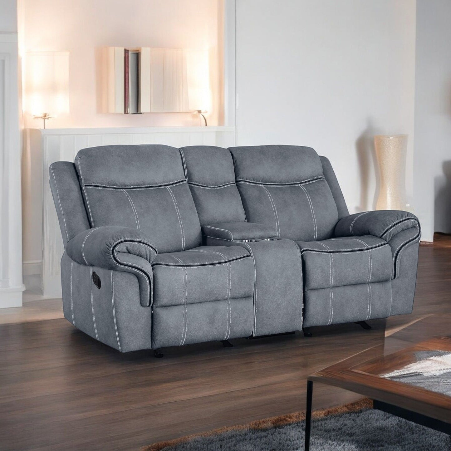 Zubaida - Two Tone Recliner Loveseat With USB Port Console