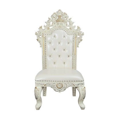 Adara - Side Chair (Set of 2) - Pearl White Synthetic Leather & Antique White