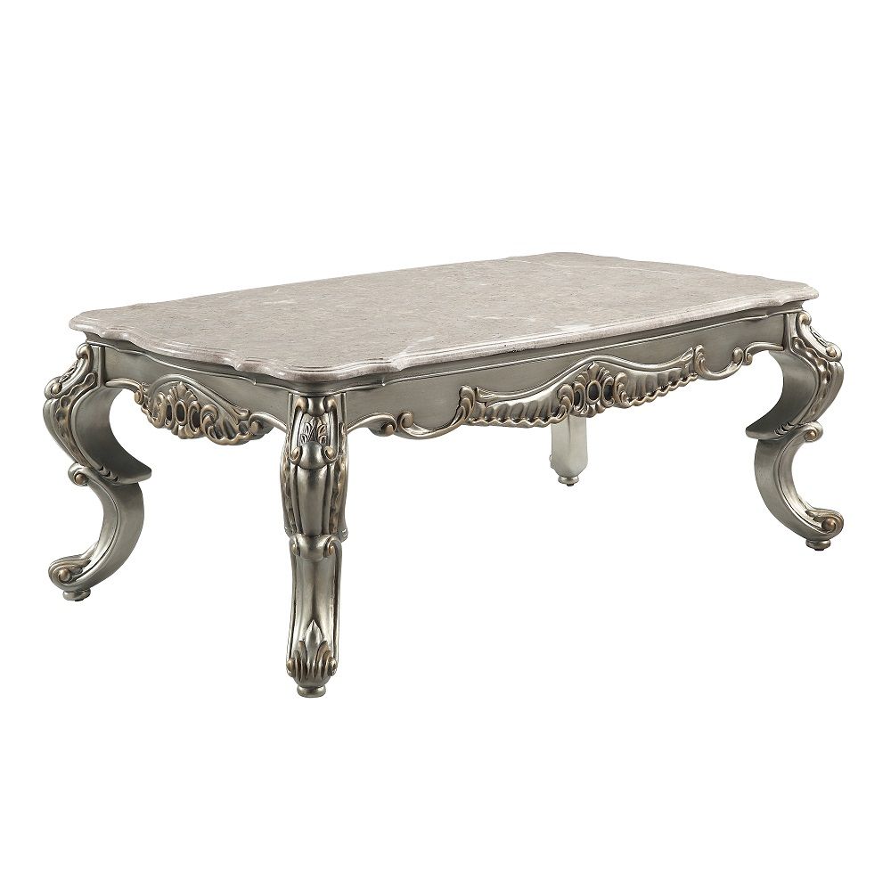 Miliani - Coffee Table With Marble Top - Natural Marble Top & Antique Bronze