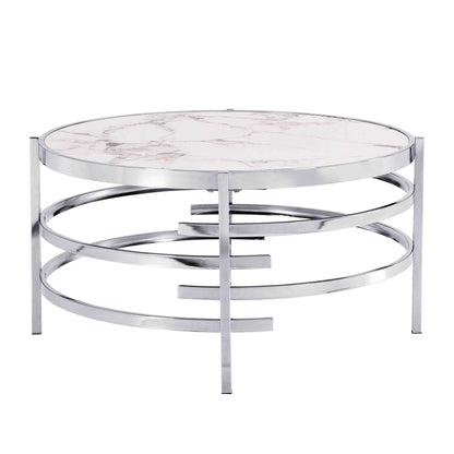 Round Table With Sintered Stone Top And Sturdy Metal Frame