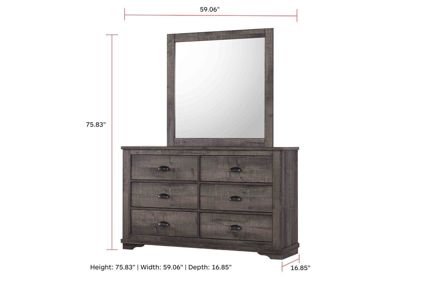 Coralee - Queen 5 Piece Bedroom Set - Dark Gray
