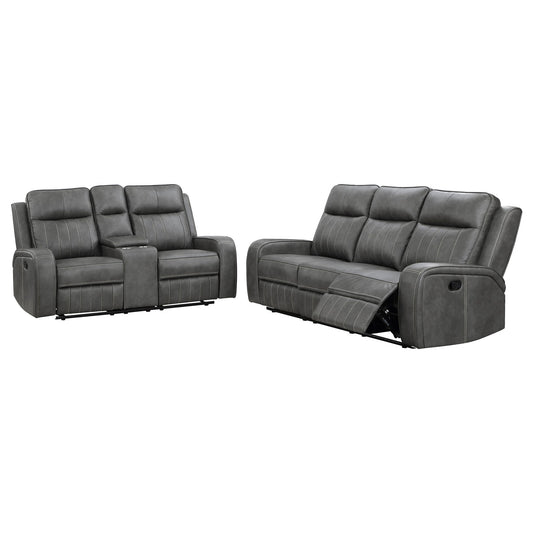 Forrest - 2 Piece Motion Reclining Sofa Set - Gray