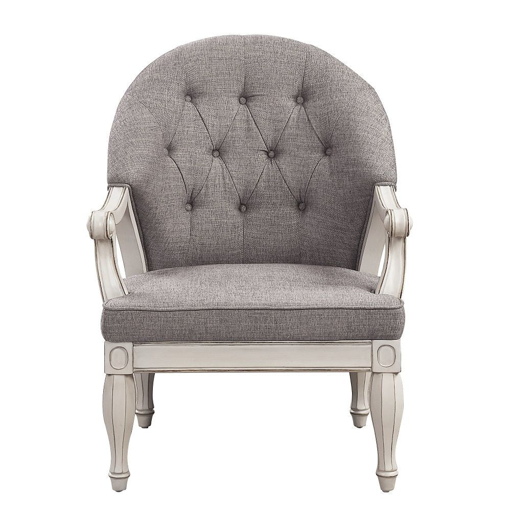 Florian - Chair - Gray Fabric & Antique White