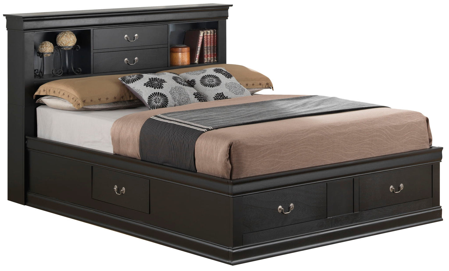 Traditional Style Bookcase Storage Bed
