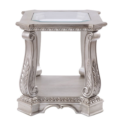 Northville - End Table - Clear Glass & Antique Silver