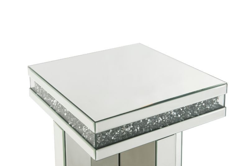Noralie - 24"H End Table - Mirrored & Faux Diamonds