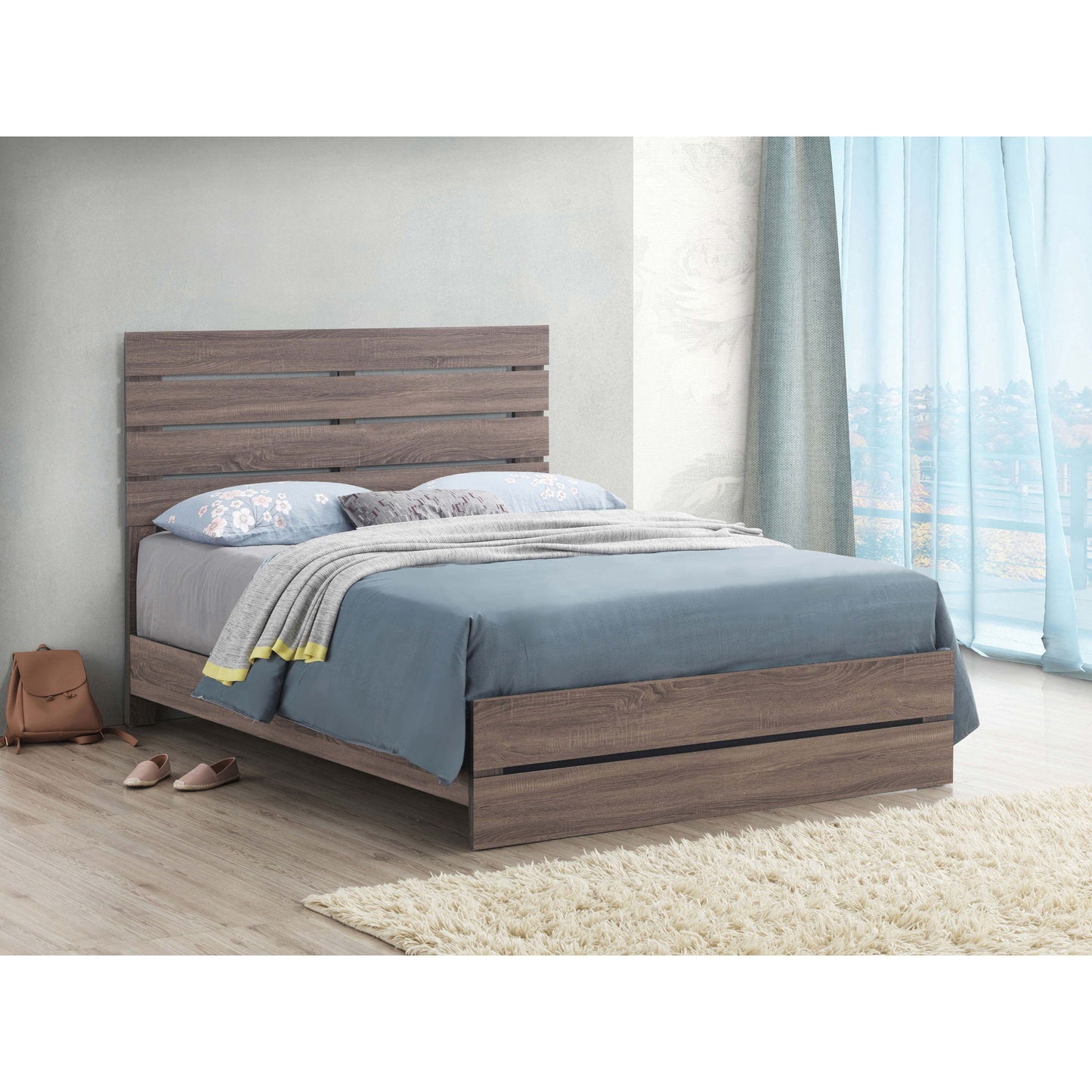 Geary - Panel Eastern King Bed With Slat - Oak
