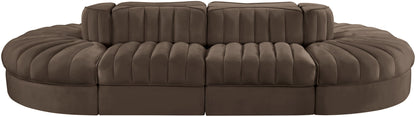 Rummi - Oval Velvet Performance Fabric Upholstered 8 Piece Modular Sectional