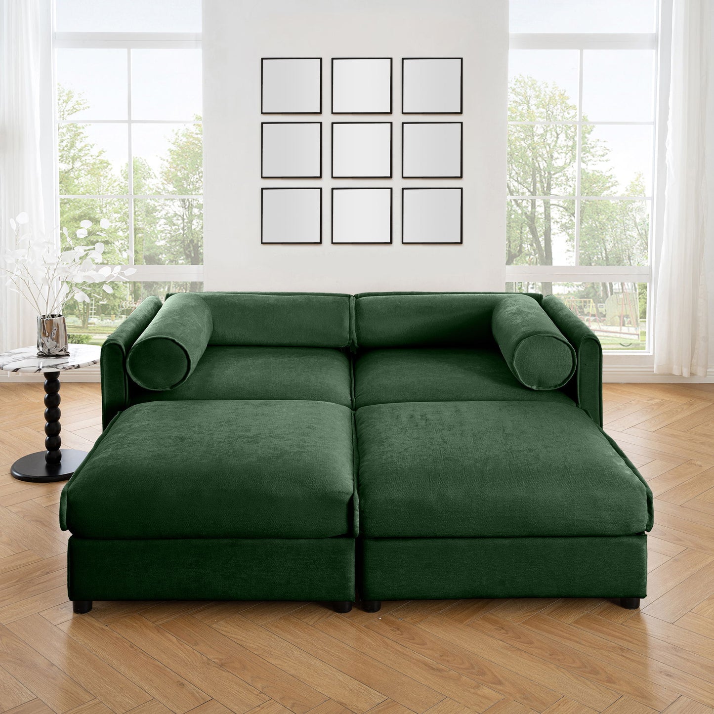 Contemporary Elegant Sofa With Storage And Ottoman