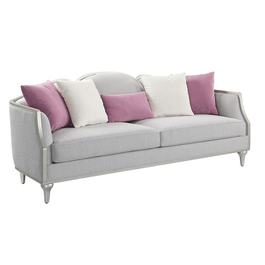 Kasa - Sofa With 5 Pillows - Beige Linen & Champagne