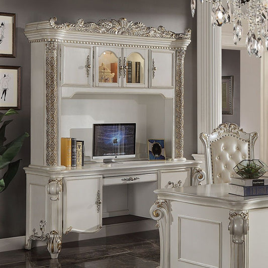 Vendome - Computer Desk & Hutch - Antique Pearl