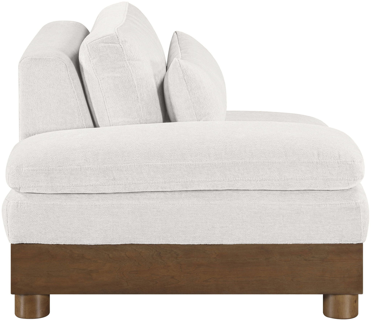 Turin - Chenille Fabric Upholstered Modular Arm Chair - Walnut Base