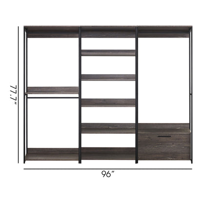 Monica - Walk-In Closet System With Modular Design - Rustic