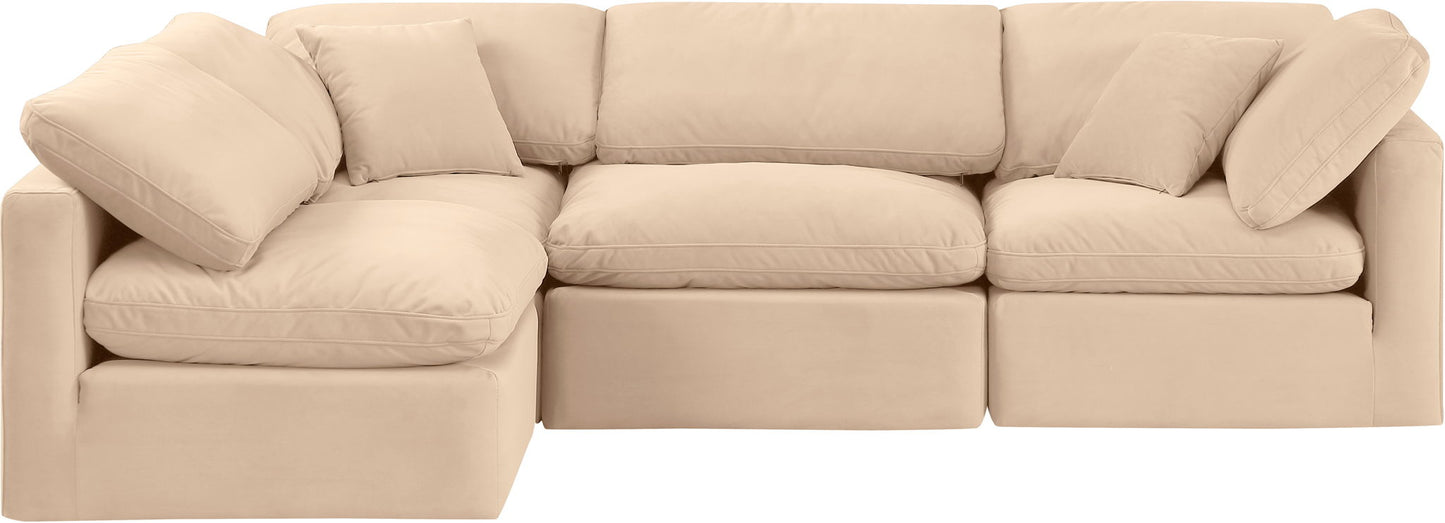 Indulge - Velvet 4 Piece Modular Sectional