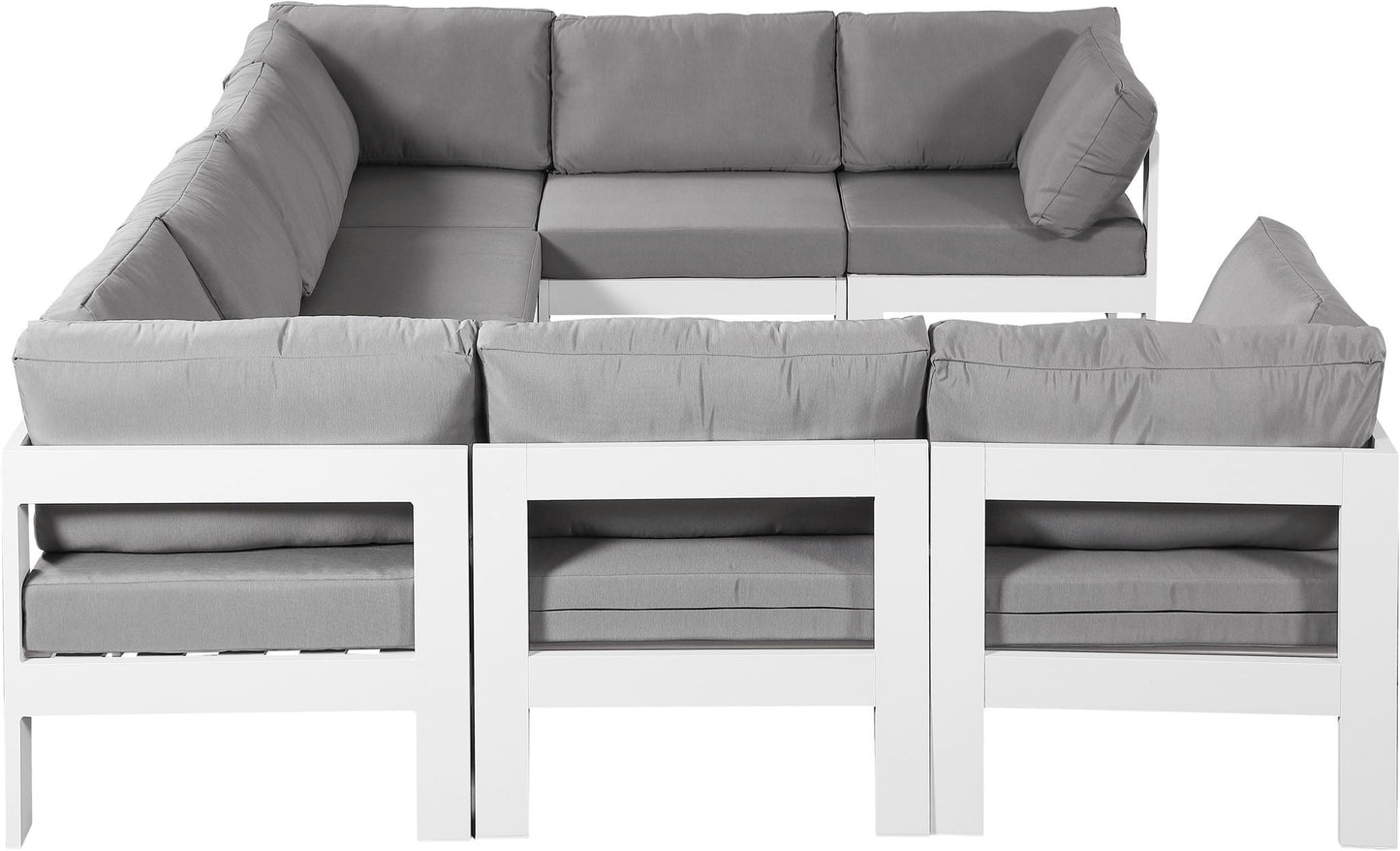 Nizuc - Outdoor Patio 8 Piece Modular Sectional With White Frame