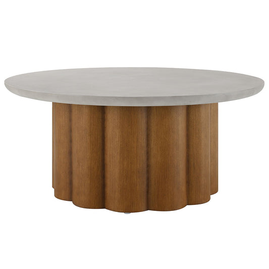 Evelyn - Coffee Table - Faux Concrete Top & Walnut
