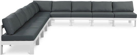 Nizuc - Outdoor Patio 9 Piece Modular Sectional With White Frame