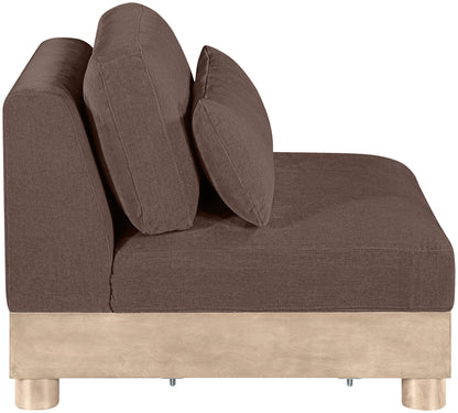 Turin - Chenille Fabric Upholstered Modular Armless Chair - Natural Base