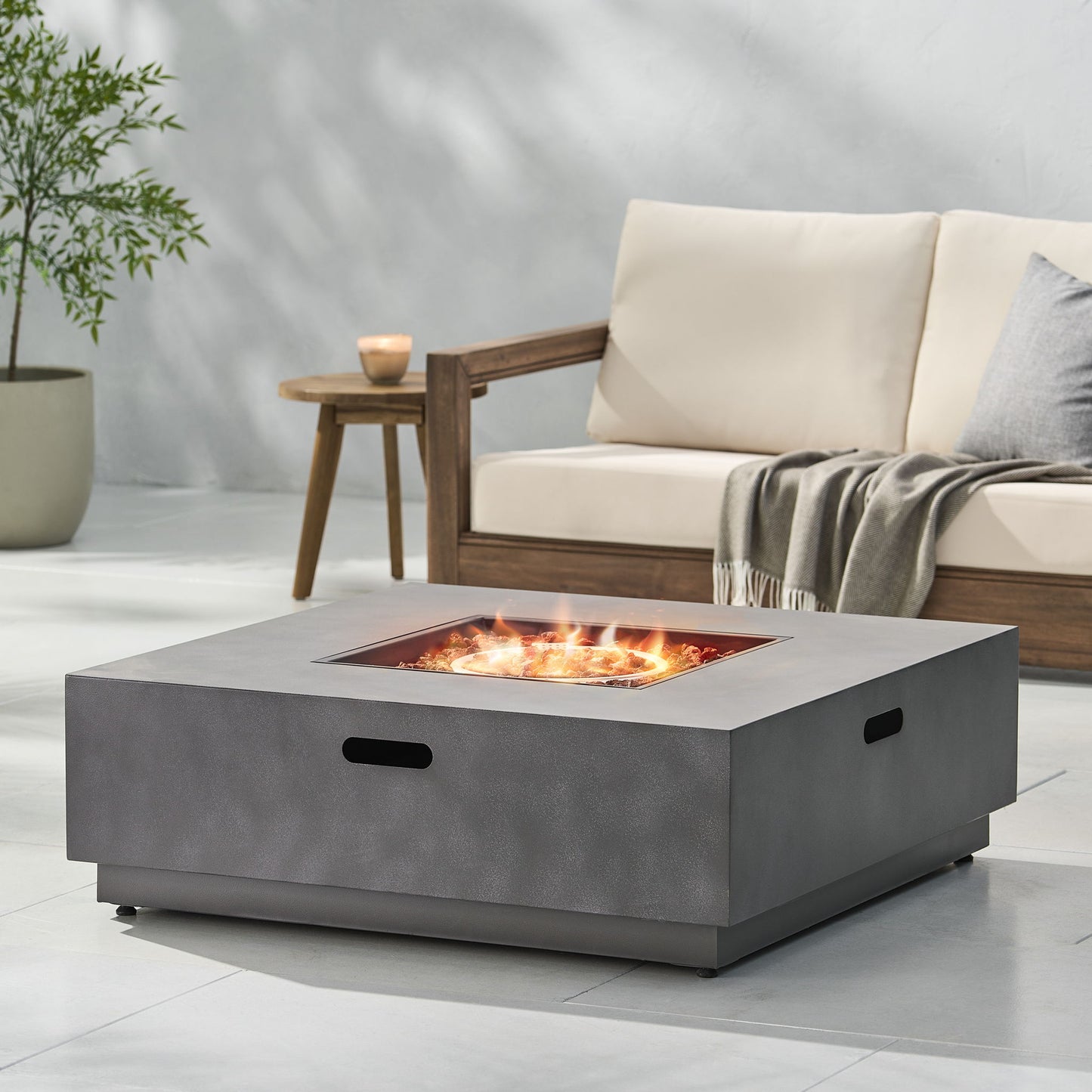 Modern Square Fire Pit With 50, 000 Btu