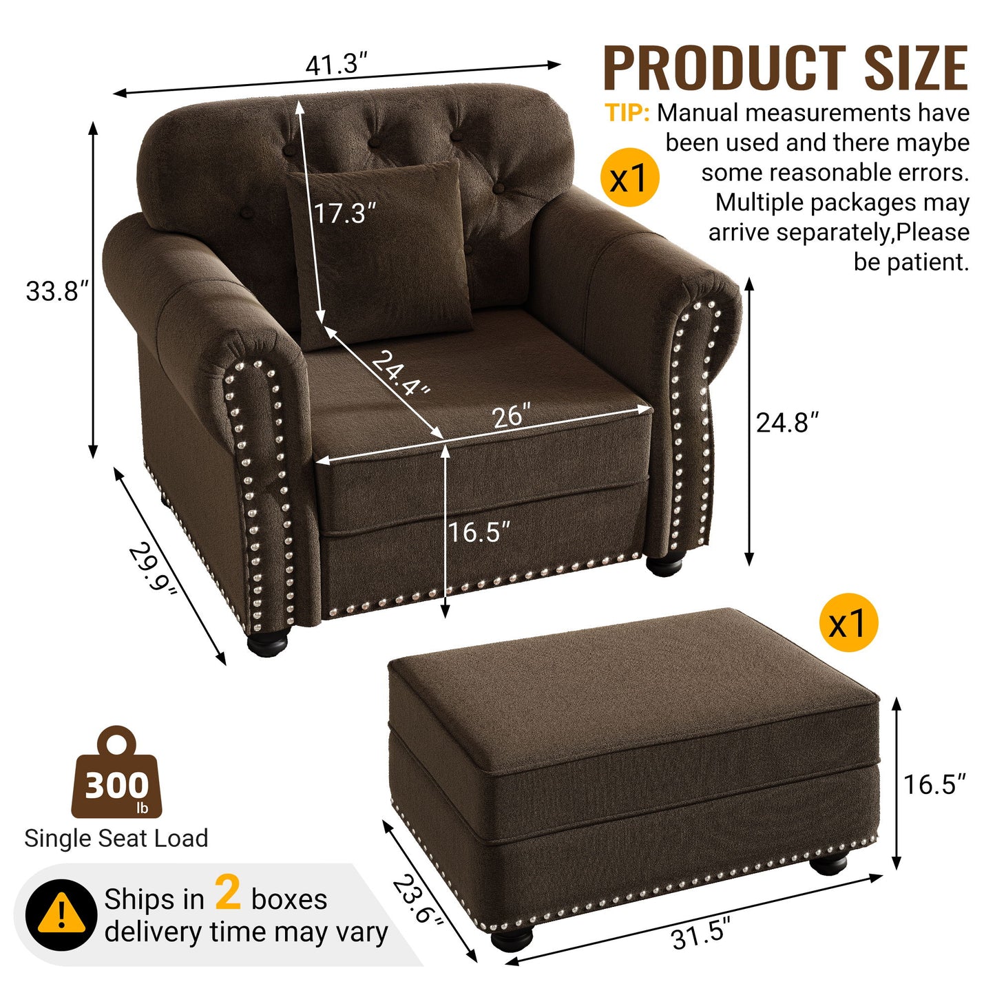 Sofa With Nailhead Trim And Rolled Armrests