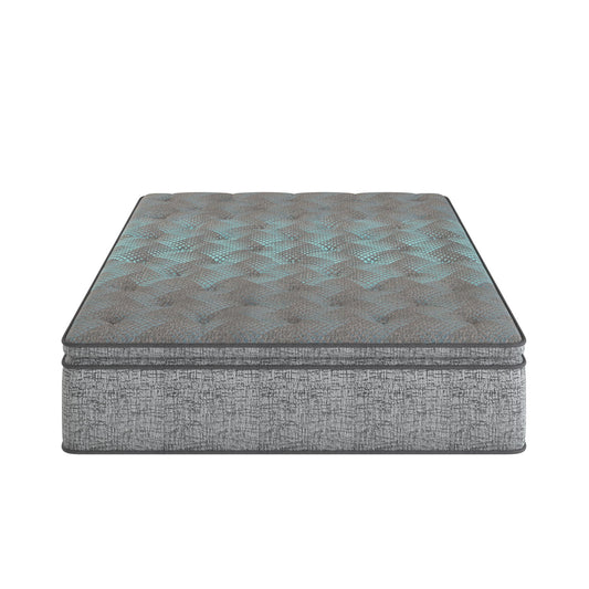Comfort Care - 12" Twin Hybrid Euro Top Mattress, Plush Comfort With Individual Pocketed Coil - Gray / Blue