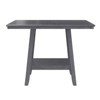 Counter Height Dining Table With Tapered Base And Lazy Susan - Gray
