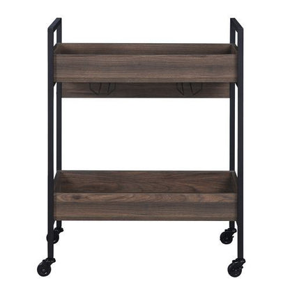 Jerrick - Serving Cart - Walnut & Black