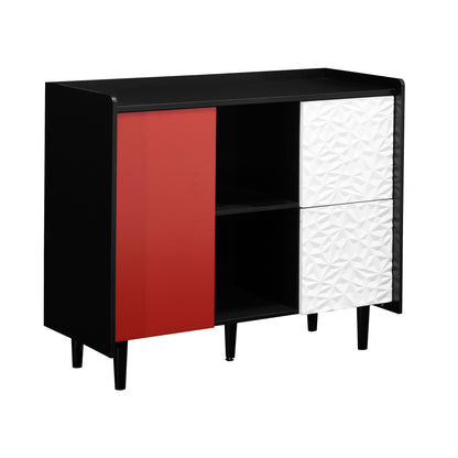 Modern Sideboard Buffet Cabinet With Doors And Unique Panel Styling