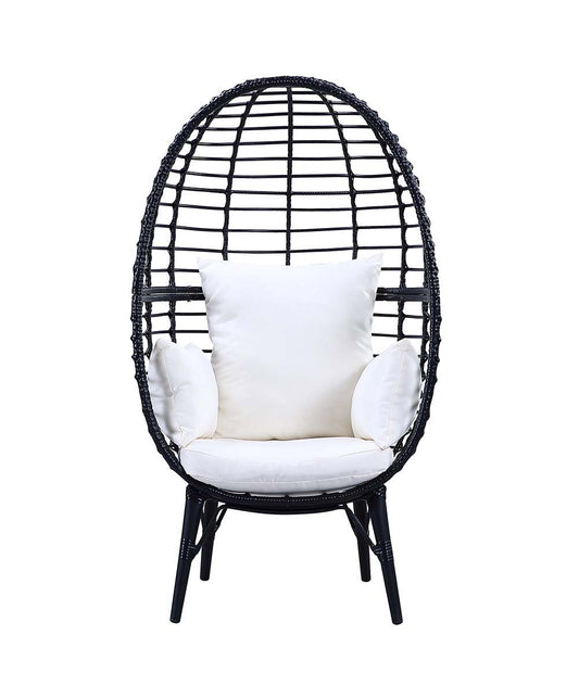 Penelope - Patio Lounge Chair - Light Gray Fabric & Black