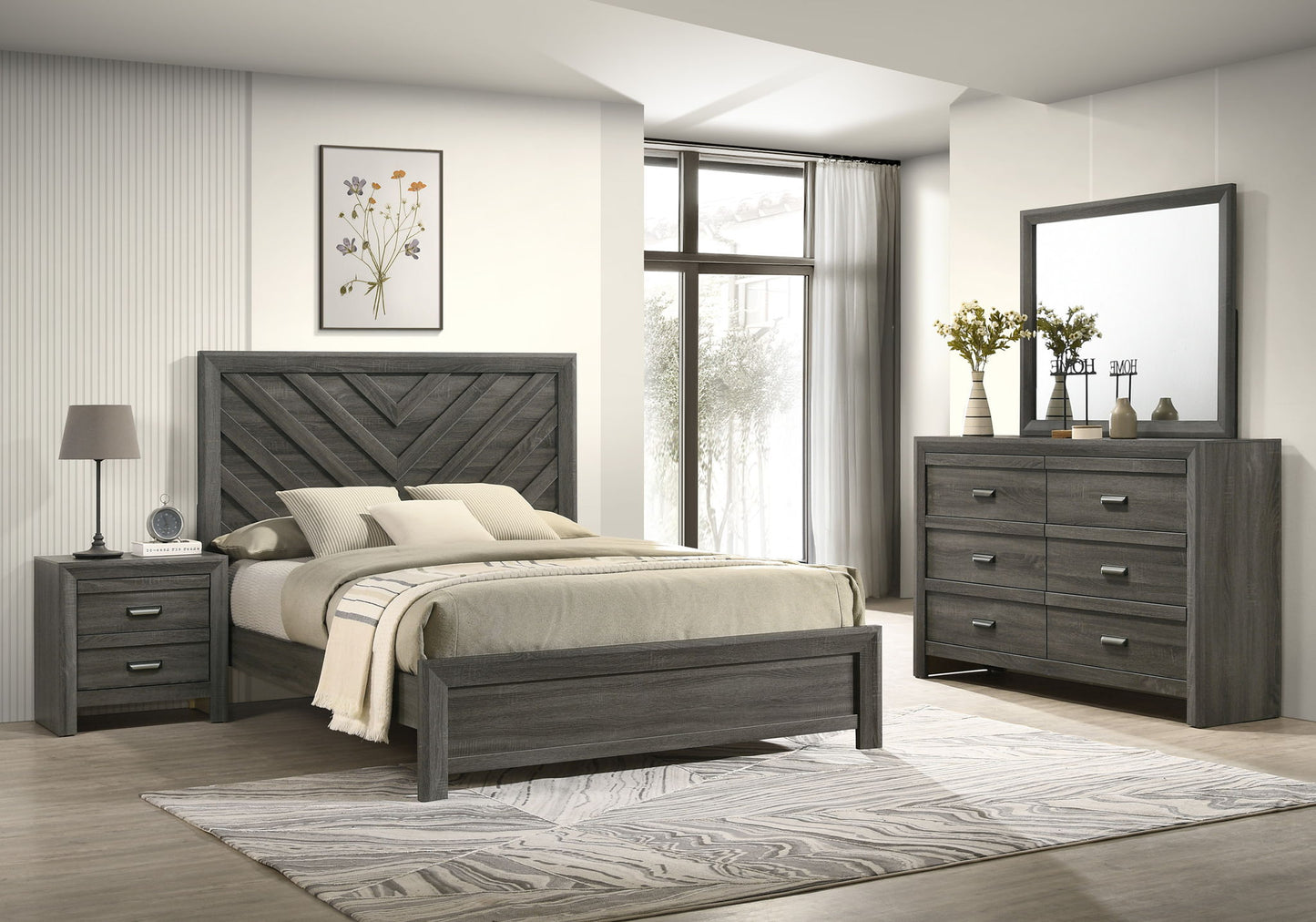 Valor - King 4 Piece Bedroom Set - Gray