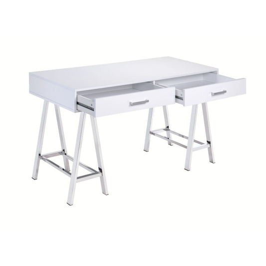 Coleen - Writing Desk (Same Ac00901) - White High Gloss & Chrome