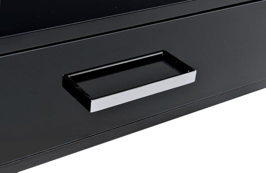 Coleen - Writing Desk With USB - Black High Gloss & Chrome