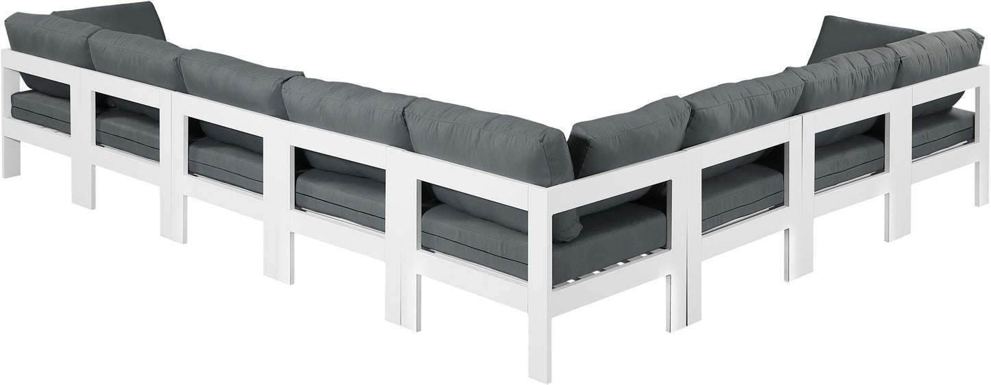 Nizuc - Outdoor Patio 8 Piece Modular Sectional With White Frame