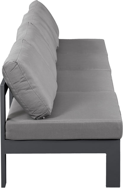 Nizuc - Outdoor Patio 4 Seat Armless Modular Sofa With Gray Frame