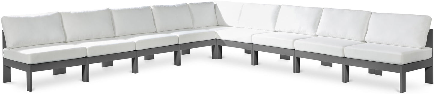 Nizuc - Outdoor Patio 9 Piece Modular Sectional With Gray Frame