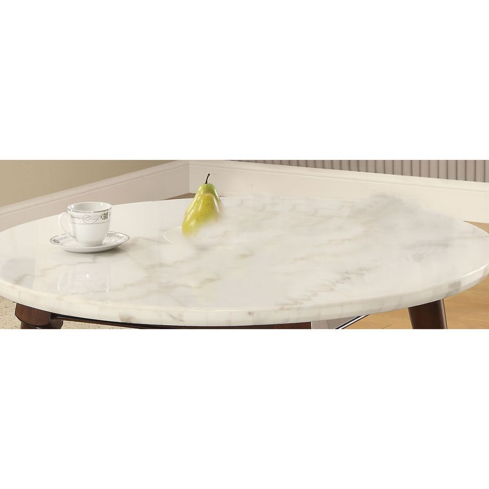 Gasha - Coffee Table - White Marble Top & Walnut