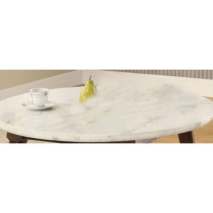 Gasha - Coffee Table - White Marble Top & Walnut