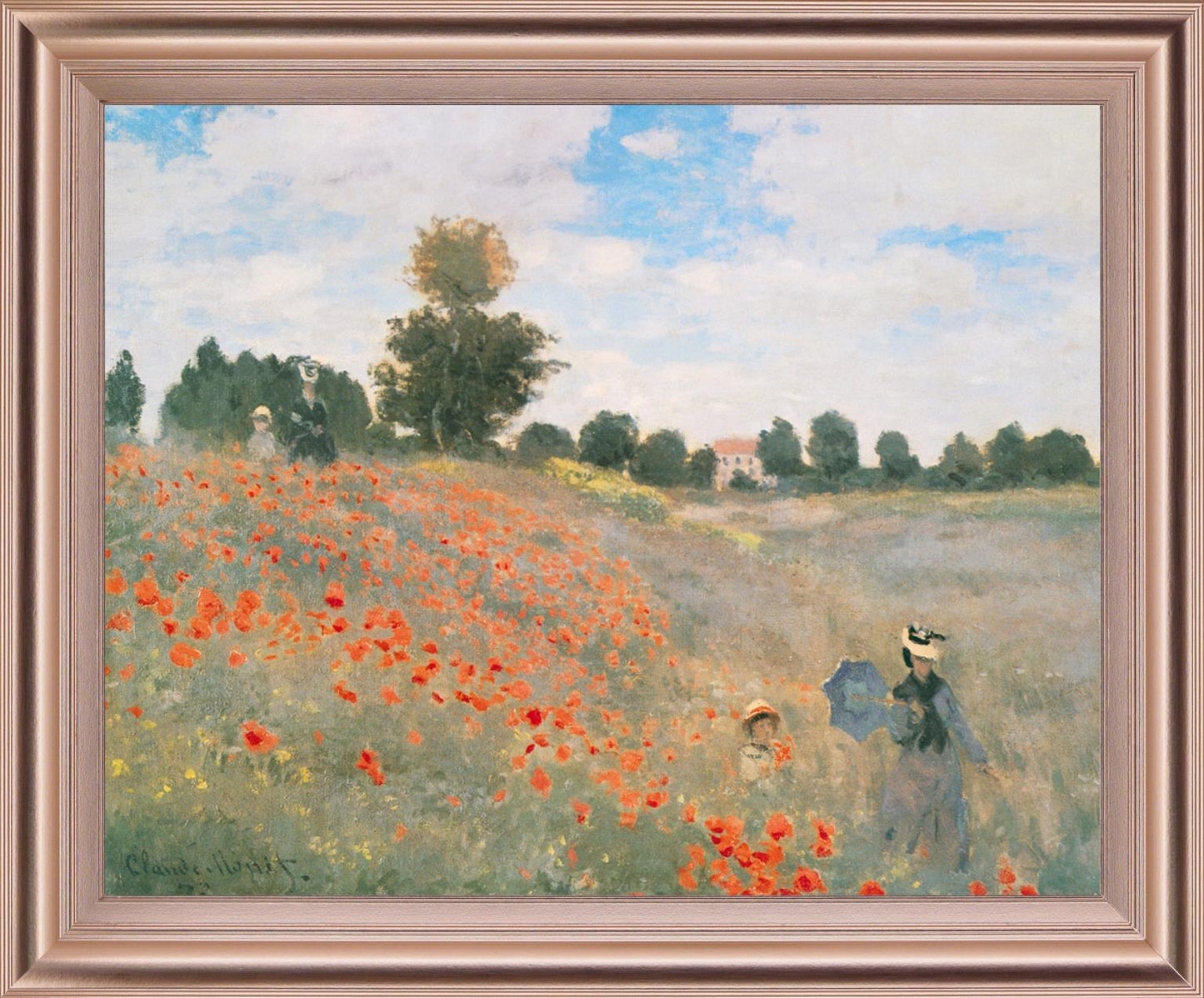 Poppy Field Stroll - 28" x 34" Framed Wall Art