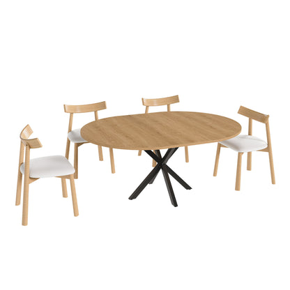 Modern Extendable Round Dining Table Set, Table With Chairs