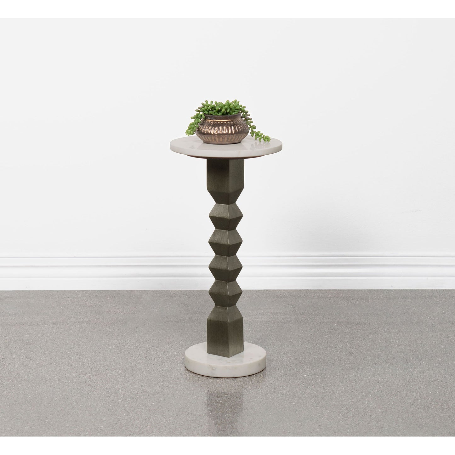 Selena - Round Side Table - White / Gray