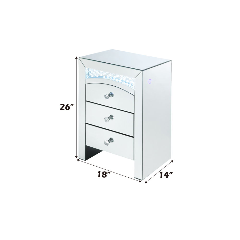 Nysa - Accent Table With LED - Mirrored & Faux Crystals