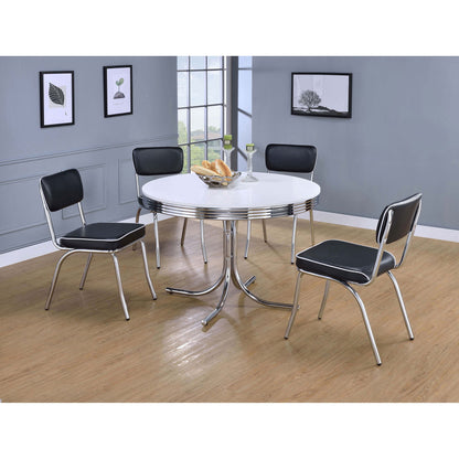 Marla - 5 Piece Dining Set With Round Table And Upholstered Chairs - White