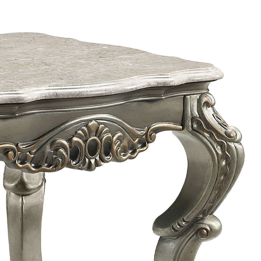 Miliani - End Table With Marble Top - Natural Marble Top & Antique Bronze